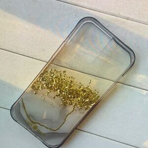 Ipsy Clear Case with Gold Glitter